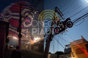 Balão arrasta carro, ergue moto, cai sobre creche e pega fogo em São Paulo (Foto: Reprodução)