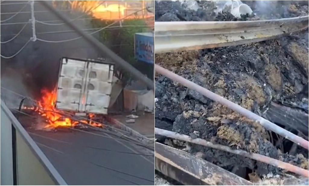 Caminhão com drogas foi incendiado por volta das 5h desta quinta-feira (25)