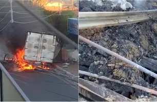 Caminhão com drogas foi incendiado por volta das 5h desta quinta-feira (25) (Foto: Reprodução)