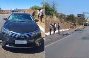 Ciclista morre em acidente envolvendo Corolla na BR-230, em Floriano (Foto: Reprodução)
