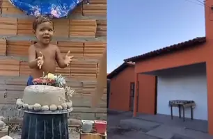 Criança que comemorou aniversário com bolo de areia recebe casa nova em Barras (Foto: Reprodução)
