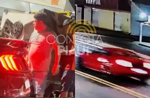 Homem dispara contra paredão de som e foge em Mustang em Demerval Lobão (Foto: Imagens obtidas pelo Conecta Piauí)