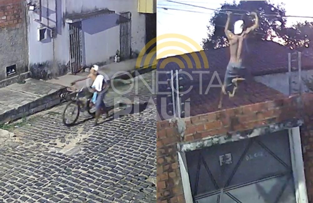 Homem é flagrado se pendurando para furtar fiação elétrica em Teresina