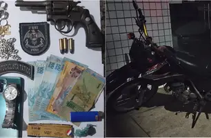 Homem é preso com arma de fogo, droga e dinheiro em Timon; moto é apreendida (Foto: Reprodução)