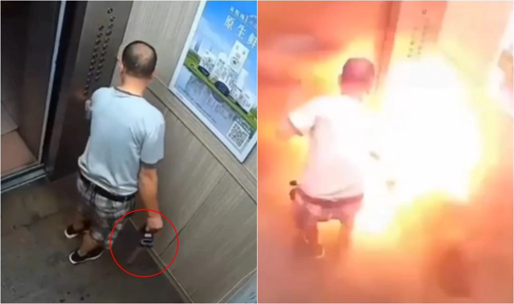 Homem morre carbonizado após bateria explodir em elevador na China