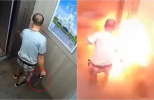 Homem morre carbonizado após bateria explodir em elevador na China (Foto: Reprodução)