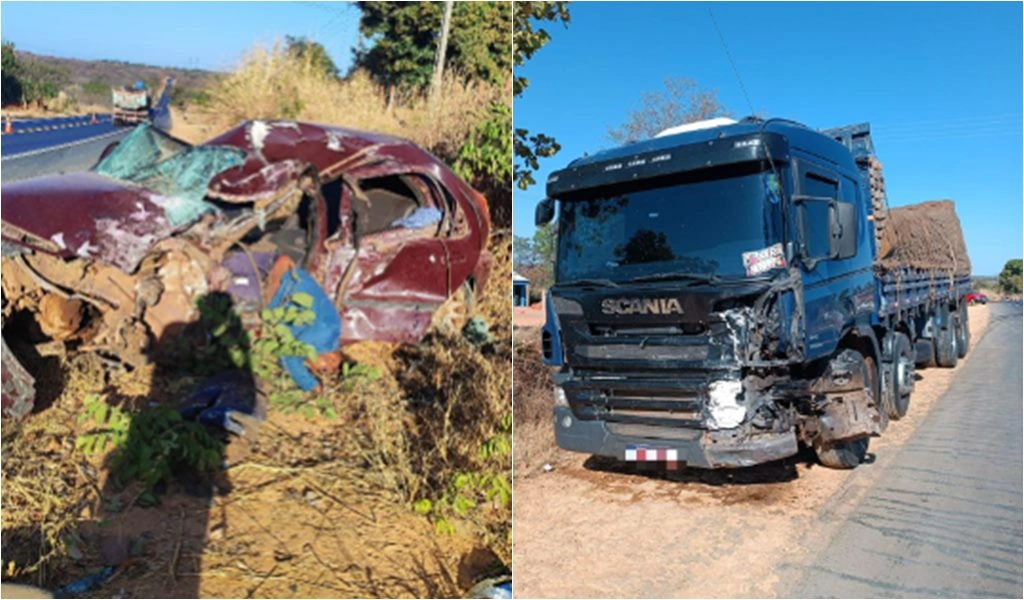 Homem morre em colisão entre carro e caminhão na BR-135 no Piauí