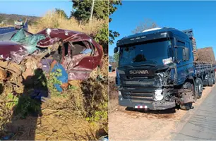 Homem morre em colisão entre carro e caminhão na BR-135 no Piauí (Foto: Reprodução)