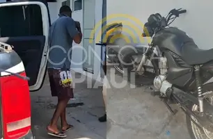 Homem sofre acidente em frente à Delegacia e vai preso por receptação em Teresina (Foto: Repórter 12/Conecta Piauí)