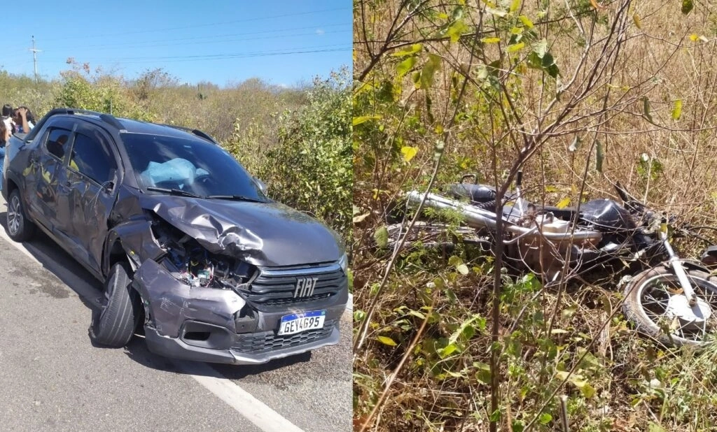 Motociclista fica ferido após ser atingido por carro ao entrar na BR-407 em Jaicós