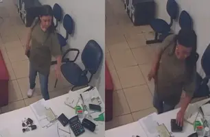 Mulher é flagrada furtando concessionária (Foto: Reprodução)