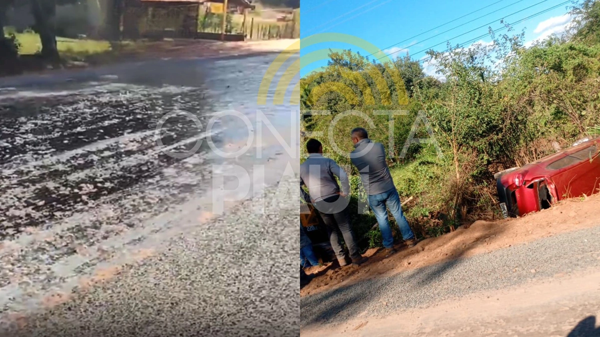 Óleo na estrada entre Teresina e José de Freitas causa série de acidentes