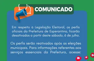 Prefeitura de Esperantina suspende redes sociais em respeito à lei eleitoral (Foto: Divulgação)