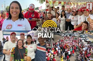 Ao lado de Rafael Fonteles, Camila Barbosa realiza bandeiraço em Lagoa do Piauí (Foto: James/Conecta Piauí)