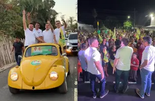 Ao lado do governador, Bruno Neto realiza reunião em comitê e carreata em Angical (Foto: James Rodrigues/Conecta Piauí)