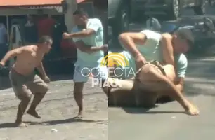 Briga no trânsito: homens saem aos socos no meio de avenida em Teresina (Foto: Reprodução)