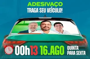 Fábio Novo realiza adesivaço na madrugada de sexta (16) para impulsionar campanha (Foto: Reprodução)