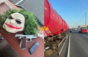 Foragido de Rondônia é preso com arma de fogo e máscara do ‘Coringa’ em Teresina (Foto: Divulgação/PRF)