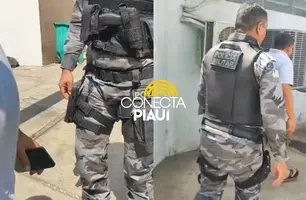 Homem é conduzido após briga com gerente de conveniência na zona Sul de Teresina (Foto: Repórter 12/Conecta Piauí)