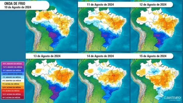 Mapas com algumas previsões de temperaturas