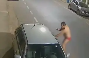 MG: armado e de cueca, homem impede o roubo do próprio carro (Foto: Reprodução)