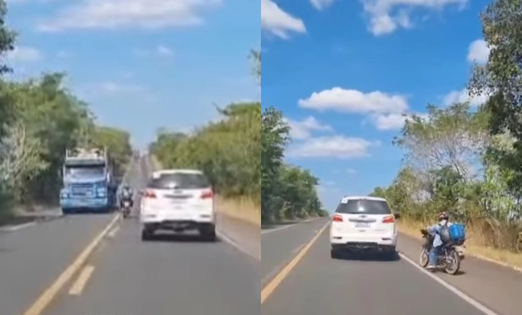Motociclista dirige em zigue-zague supostamente embriagado na BR-316 em Timon