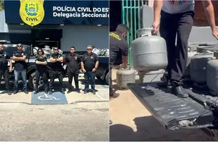 Polícia apreende 48 botijões de gás em depósito clandestino em Demerval Lobão (Foto: Reprodução)