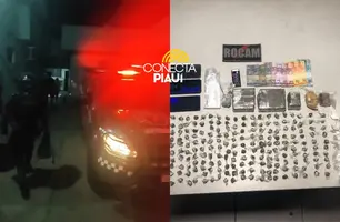 Polícia prende homem vendendo drogas em quadra de esportes na zona Sul de Teresina (Foto: Repórter 12/Conecta Piauí)