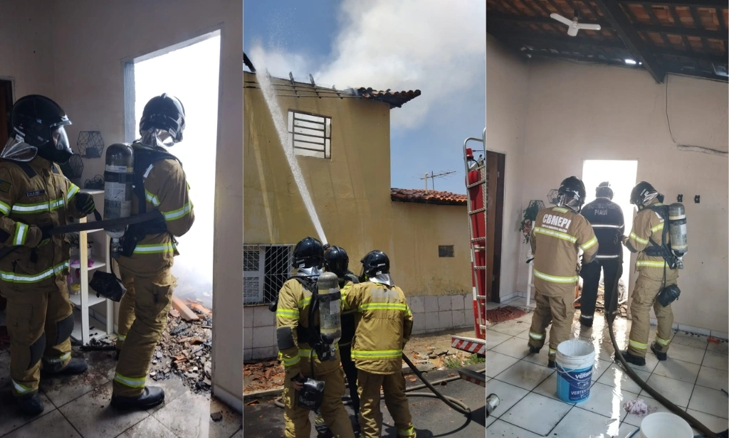 Ação do Corpo de Bombeiros na residência