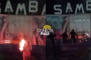 Brinquedo de parque de diversões pega fogo durante festejos de Miguel Alves (Foto: Reprodução)