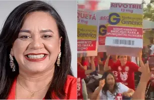 Candidata Elisa Paz faz piada com medicamento Rivotril durante carreata (Foto: Reprodução)