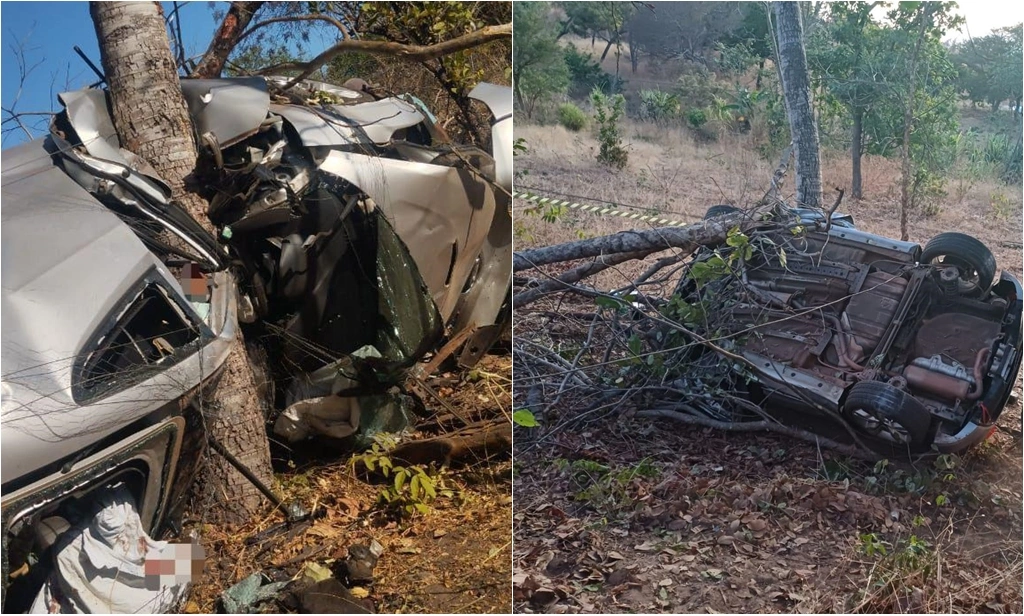 Carro colide contra árvore na BR-135