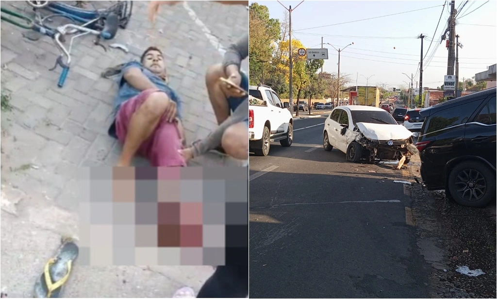 Ciclista tem perna esmagada em acidente de trânsito