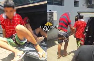 Dois jovens são presos por roubo de motocicletas em Teresina (Foto: Repórter 12/Conecta Piauí)