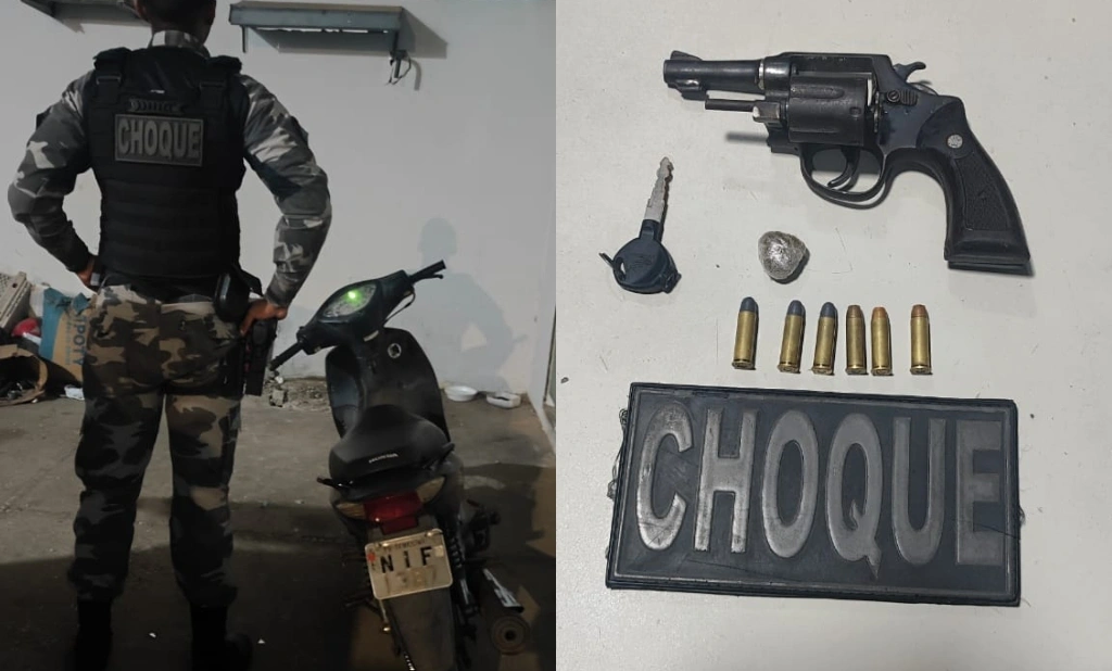 Dupla é presa ao tentar esconder moto roubada e arma dentro de matagal em Teresina