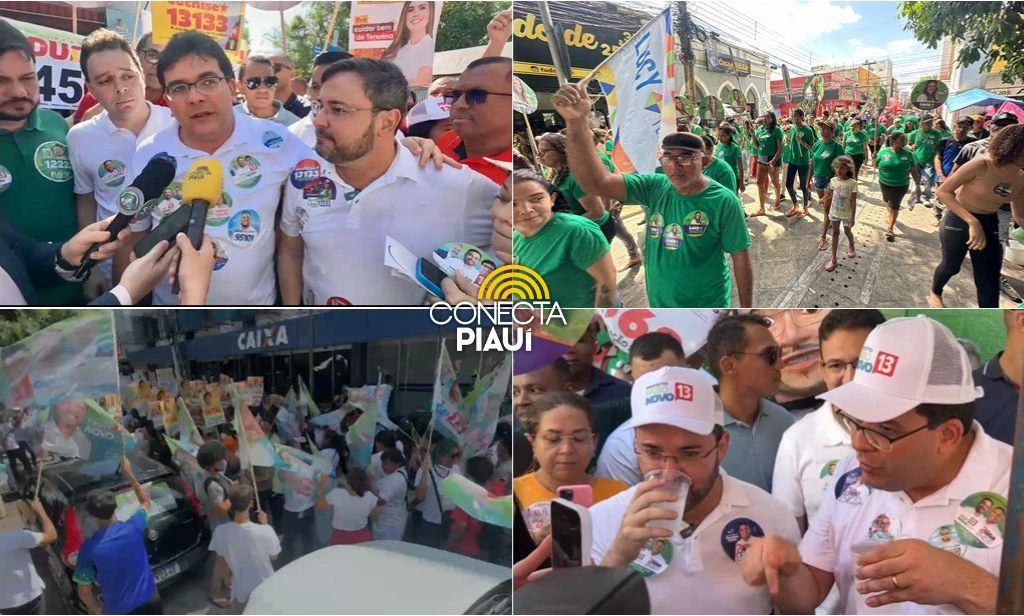 Fábio Novo realiza grande caminhada com Rafael Fonteles no Centro de Teresina