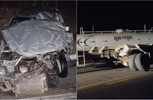 Homem morre ao colidir contra caminhão-pipa (Foto: Reprodução)