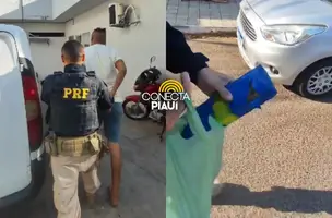 Homem transportando drogas em carro com sobrinhos tenta fugir da PRF a pé (Foto: Repórter 12/Conecta Piauí)