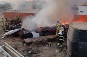 Incêndio atinge terreno baldio e sucata de veículos usada como lixão em Teresina (Foto: Reprodução)