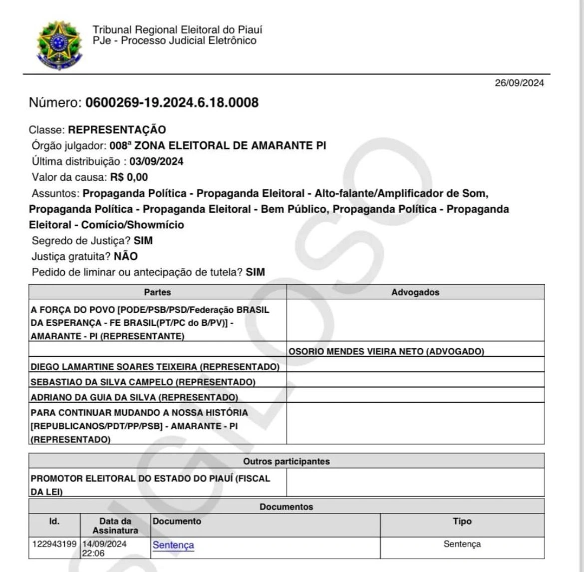 Justiça condena prefeito Diego Teixeira por irregularidade em carreata em Amarante