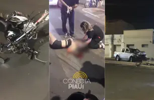 Motorista invade sinal e atinge motociclista por app com passageira em Teresina (Foto: Reprodução)