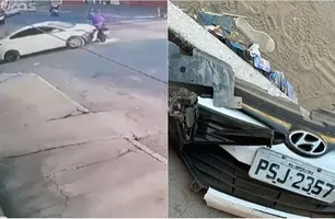 Para-choque do carro foi arrancado com a colisão (Foto: Reprodução)