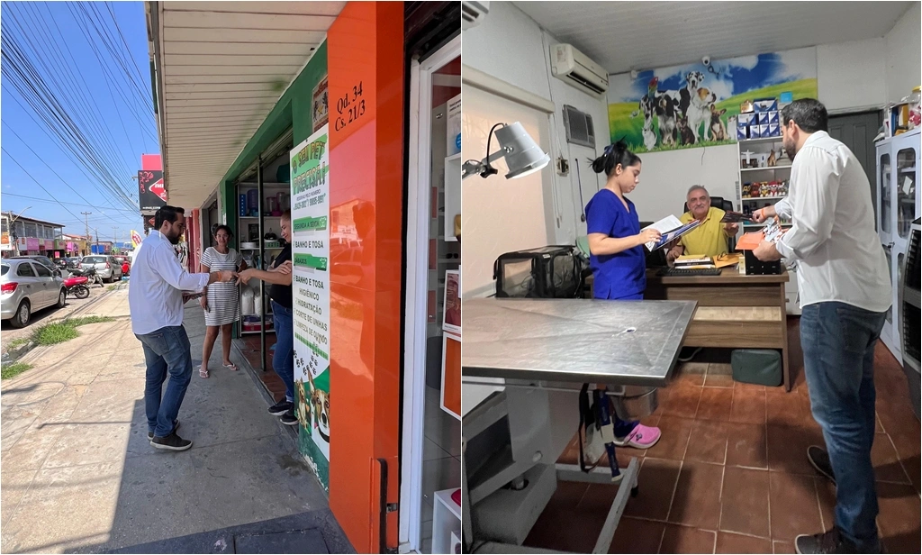 Tonny Kerley em panfletagem no bairro Parque Piauí