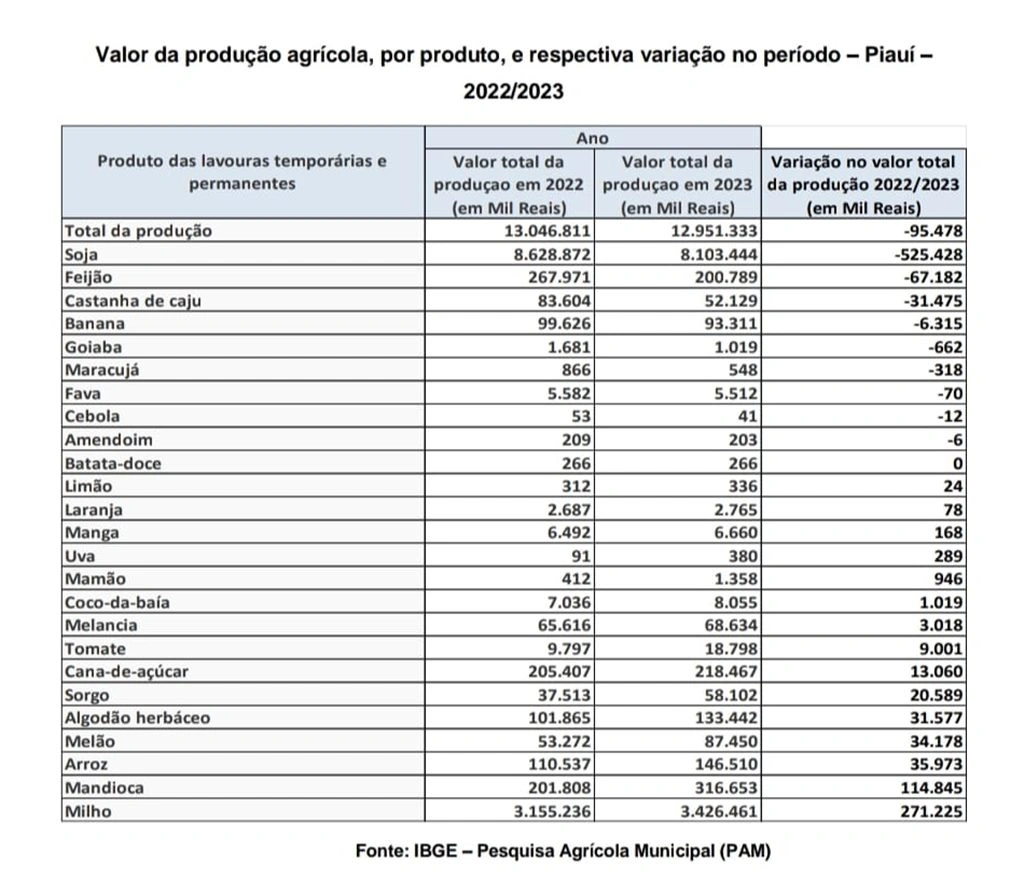 Valor da produção agrícola piauiense cresce 384% em uma década e já representa 10% do PIB