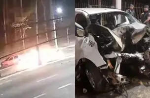 Viatura da PM explode ao perder controle e bater em árvore durante perseguição em SP (Foto: Reprodução)