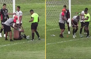 Ataque de formigas interrompe jogo e chama a atenção no Campeonato Paraense (Foto: Tuba Tv)
