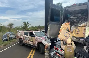 Carga de 300 kg de cigarros contrabandeados é apreendida após acidente no Piauí (Foto: Divulgação/SSP)