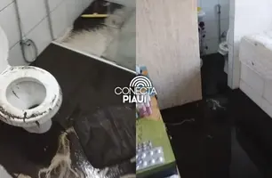 Casa de família fica cheia de excrementos após ligação de registro em Teresina (Foto: Reprodução)