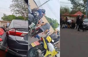 Colisão entre dois carros e uma moto deixa piloto ferido na zona Leste de Teresina (Foto: Reprodução)