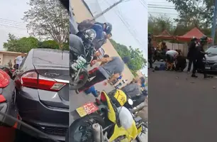 Colisão entre dois carros e uma moto deixa piloto ferido na zona Leste de Teresina (Foto: Reprodução)